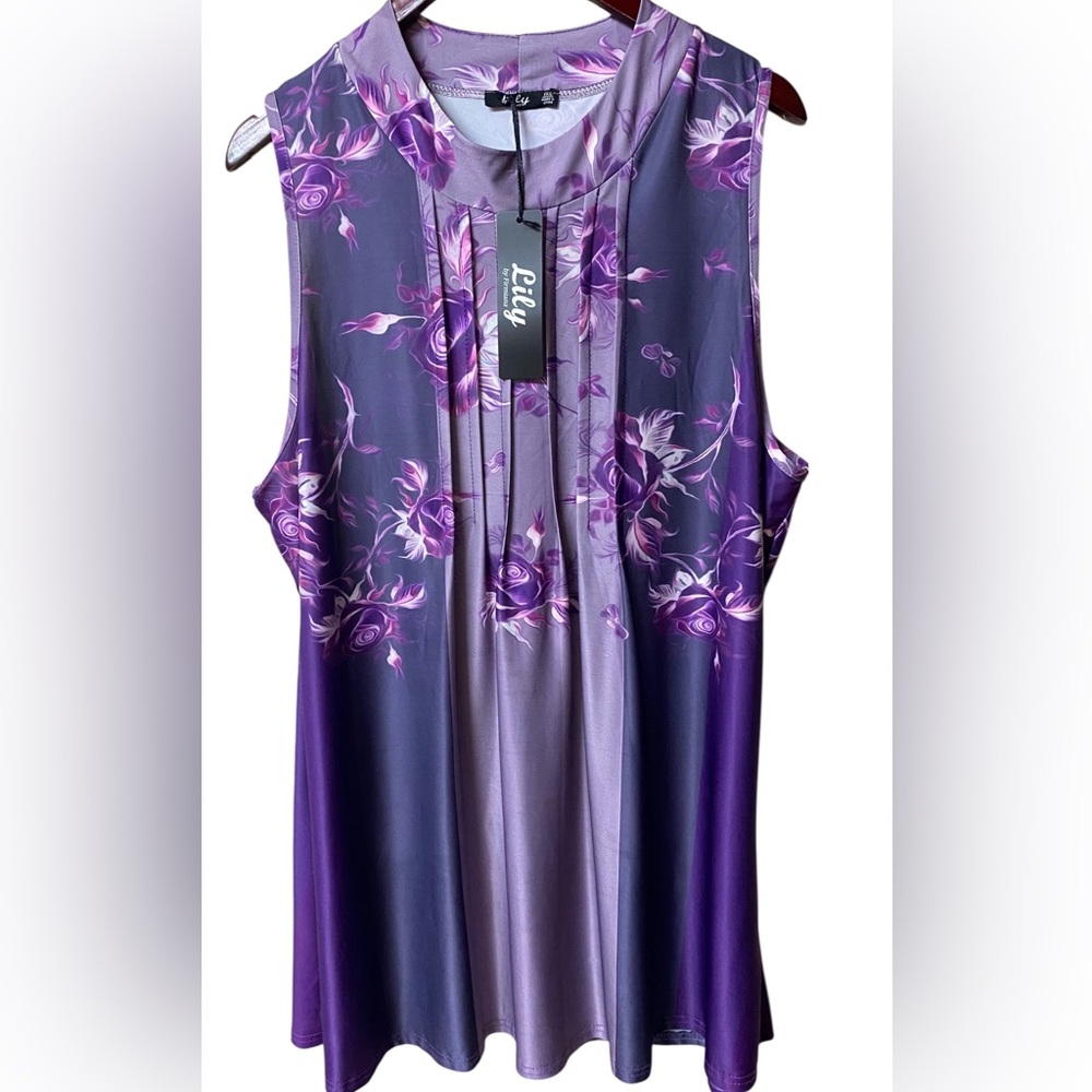 LILY NWT by Firmiana Violet Floral Sleeveless Blouse